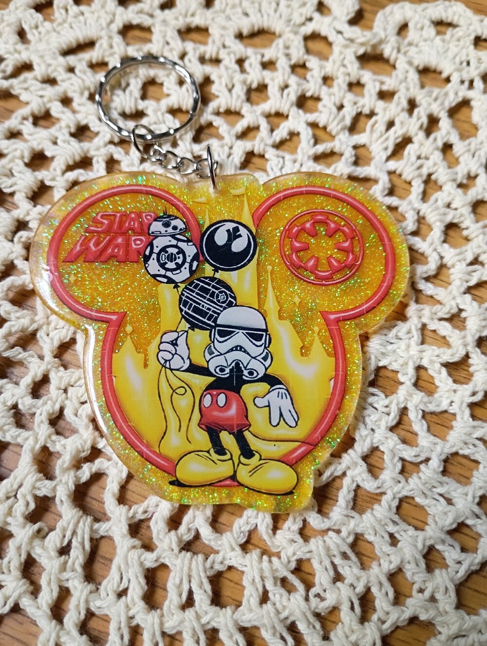 Star Wars x Disney Yellow Glitter Mickey Stormtrooper Keychain
